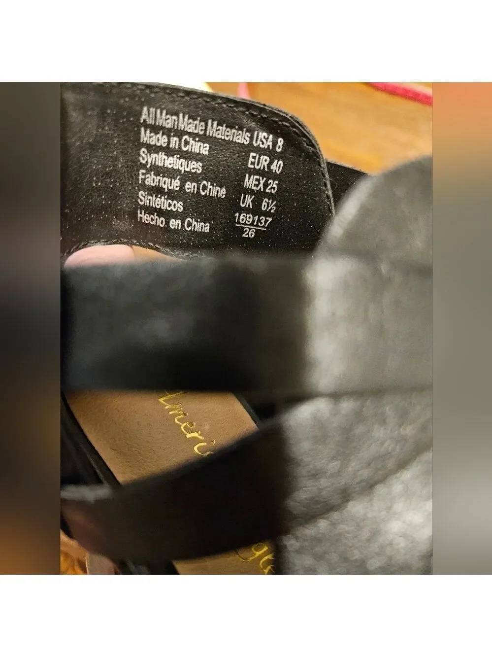 AMERICAN EAGLE BLACK FAUX LEATHER PEEPTOE STRAPPY HIGH BLOCK HEEL SANDALS SIZE 8